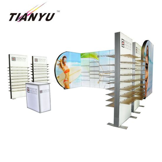 Modular LED Light Box Seg Trade Show Booth desain / Exhibition Booth untuk Sunglasses