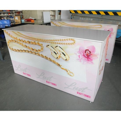 Custom Design Printing Portabel Aluminium Trade Show Equipment Tabel Berdiri Promosi Kontra