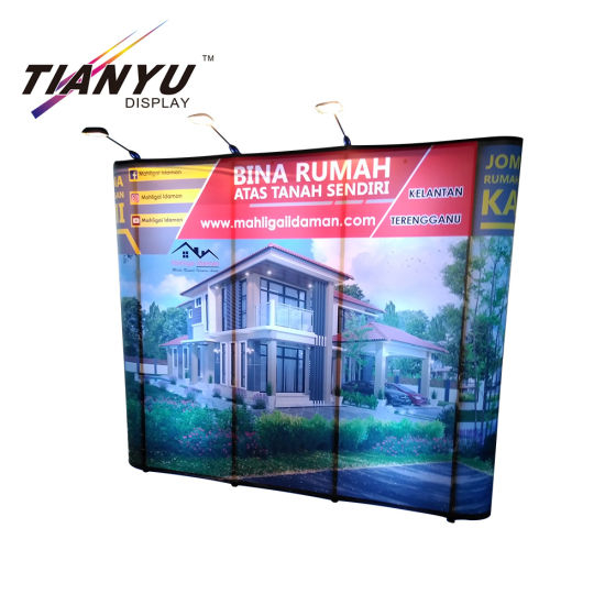 Aluminium 3 * 3 Tampilan Berdiri Pameran Booth Pop up Banner