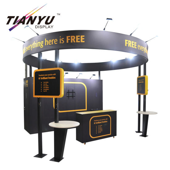 Expo Tampilan Berdiri Disesuaikan Cmyk Percetakan Lampu LED 10x10 Trade Show Booth