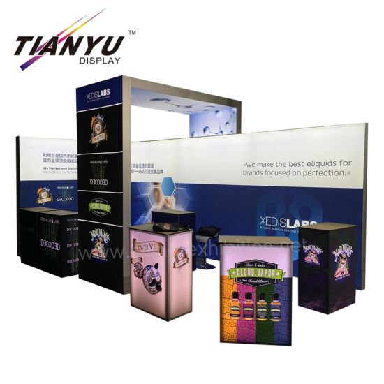 OEM Exhibition Booth Digunakan berdiri Trade Show Pameran TV Booth dengan LED Light